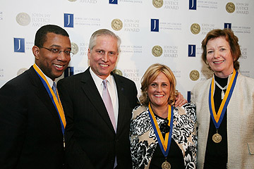 James Johnson, President Jeremy Travis, BJ Bernstein and Mary Robinson