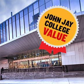 John Jay College exterior with Value badge